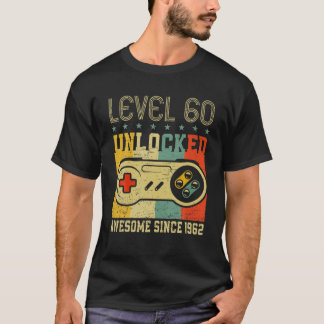T-shirt Niveau 60 Jeu vidéo déverrouillé 60 ans 60 Birt