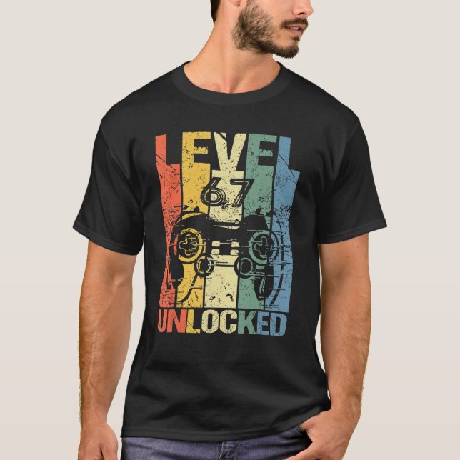 T-shirt Niveau 67 Déverrouillé Awesome 1955 jeu vidéo 67th (Devant)