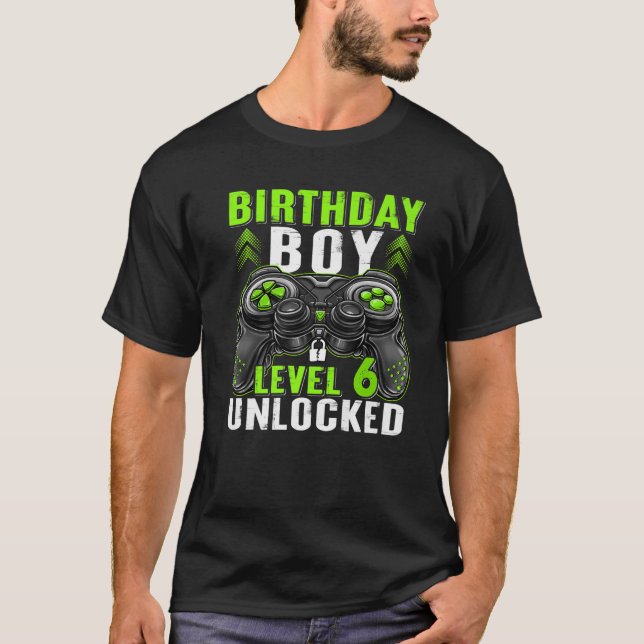 T-shirt Niveau 6 Anniversaire Déverrouillé Garçon 6 ans Ga (Devant)
