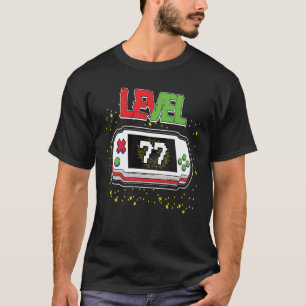 T-shirt Niveau 77 Déverrouillé Anniversaire 77 Ans Vidéo G