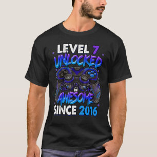 T-shirt Niveau 7 Débloqué Incroyable Depuis Anniversaire 7