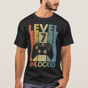 T-shirt Niveau 7 Débloqué Vidéo Drôle Joueur 7Ème