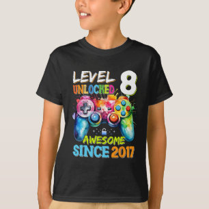 T-shirt Niveau 8 Débloqué Incroyable Jeux Vidéo Anniversai