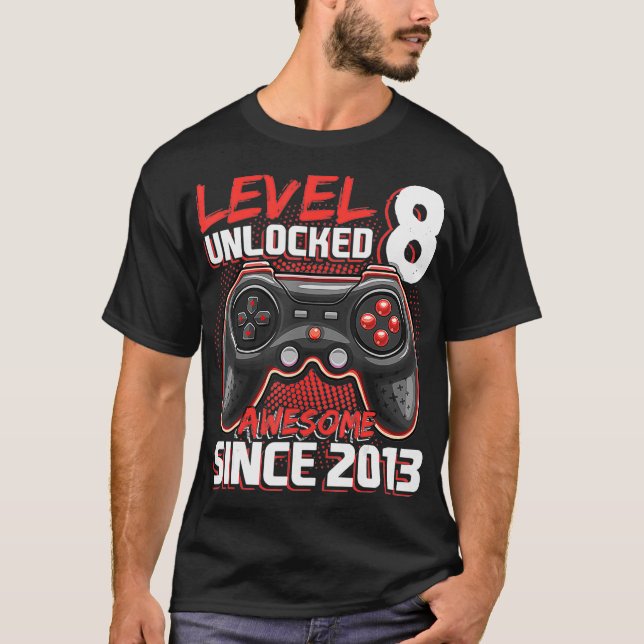 T-shirt Niveau 8 Déverrouillé Awesome 2013 Jeu vidéo 8e Na (Devant)