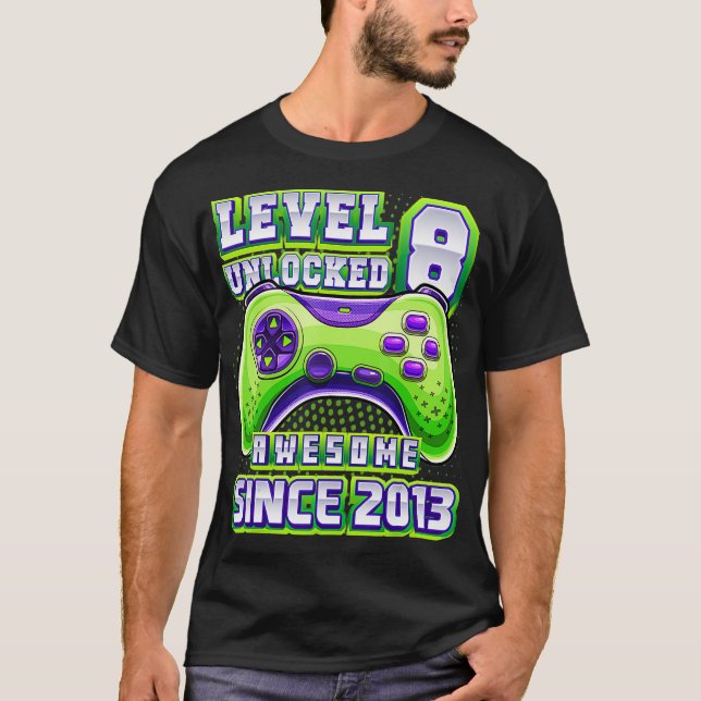 T-shirt Niveau 8 Déverrouillé Awesome 2013 Jeu vidéo 8e Na (Devant)