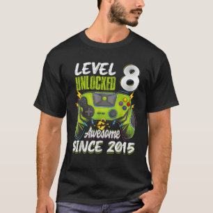 T-shirt Niveau 8 Déverrouillé Awesome 2015 8e anniversaire