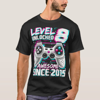 T-shirt Niveau 8 Déverrouillé Awesome 2015 jeu vidéo 8e na