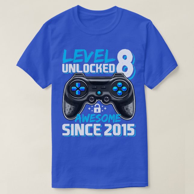T-shirt Niveau 8 Déverrouillé Awesome 2015 jeu vidéo 8e na (Design devant)