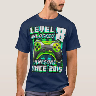 T-shirt Niveau 8 Déverrouillé Awesome 2015 jeu vidéo 8e na