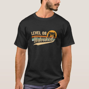 T-shirt Niveau 8 Jeu vidéo déverrouillé - Retro 8 ans anni