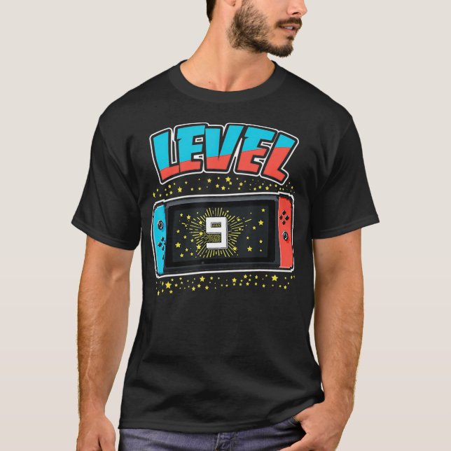 T-shirt Niveau 9 Anniversaire Garçon 9 ans Jeux Vidéo Cade (Devant)