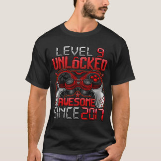 T-shirt Niveau 9 Débloqué 9 Ans Pour Garçons 9e Anniversai
