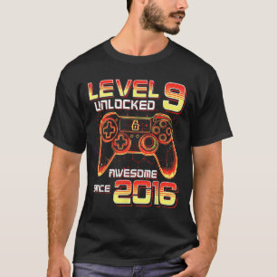 T-shirt Niveau 9 Débloqué Fête de jeu vidéo 9e Anniversair
