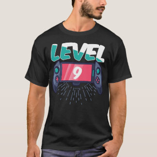 T-shirt Niveau 9 Débloqué Gamer 9e Anniversaire