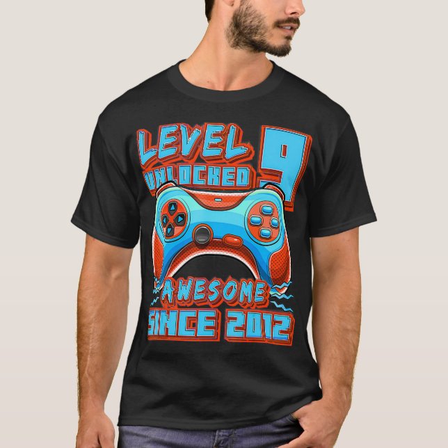 T-shirt Niveau 9 Déverrouillé Awesome 2012 jeu vidéo 9e na (Devant)