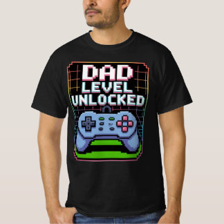 T-shirt NIVEAU DAD DÉVERROUILLÉ - Neon Power-Up Pixel Tee