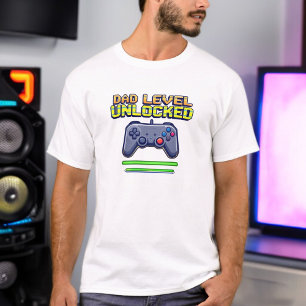 T-shirt Niveau père déverrouillé   Gamer Papa Première Fêt