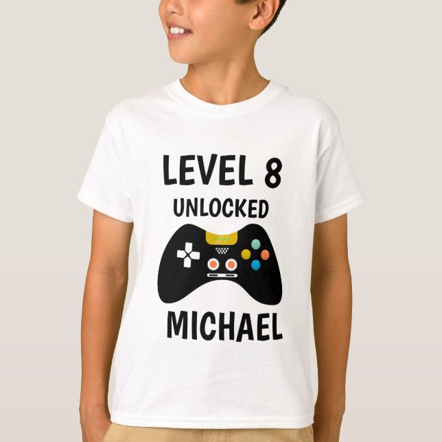 T-shirt Niveau Up Video Game Controller Anniversaire Enfan (Devant)