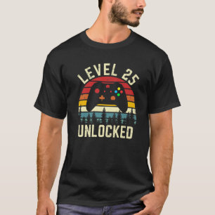 T-shirt Niveau vintage 25 Déverrouillé Funny Video Gamer