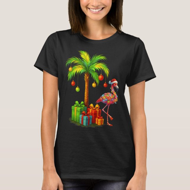 T-shirt Nk Flamingo Christmas Palm Tree Trocal Xmas  (Devant)