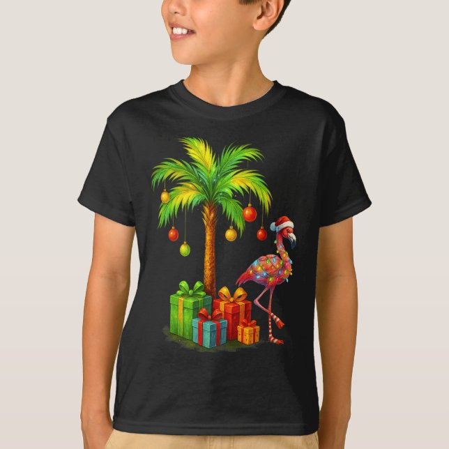 T-shirt Nk Flamingo Christmas Palm Tree Trocal Xmas  (Devant)