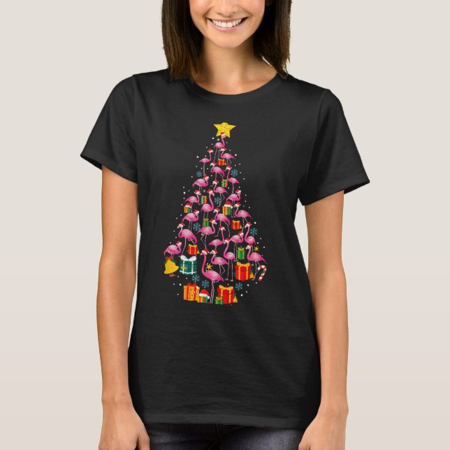 T-shirt Nk Flamingo Santa Merry Christmas Tree Lights Wome (Devant)