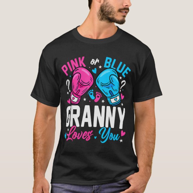 T-shirt Nk Or Blue Granny Loves You Boxing Gender Reveal  (Devant)