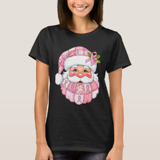 T-shirt Nk Patchwork Santa Breast Cancer Awareness Christm