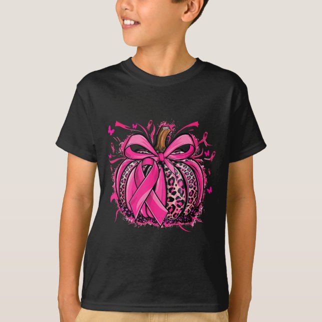 T-shirt Nk Pumpkin Leopard Coquette Bow Breast Cancer Awar (Devant)