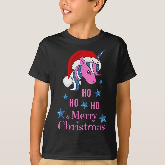 T-shirt Nk Unicorn Santa Merry Christmas  (Devant)