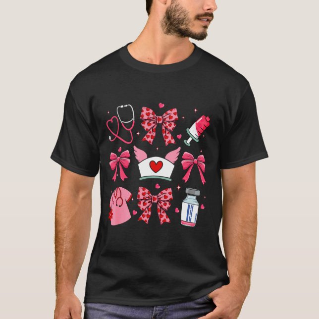 T-shirt Nk Valentine Nurse Coquette Bow Cuds Favorite  (Devant)