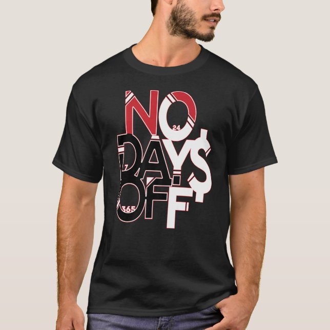 T-shirt No Days Off Clothes & Gear Red Black & White Gym & (Devant)