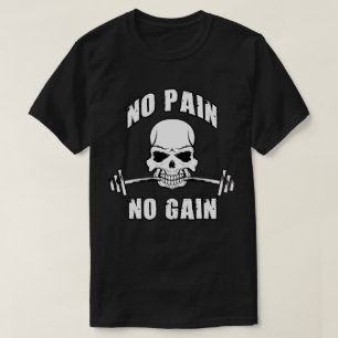T-shirt No Pain No Gain - Skull and Barbell - Motivation