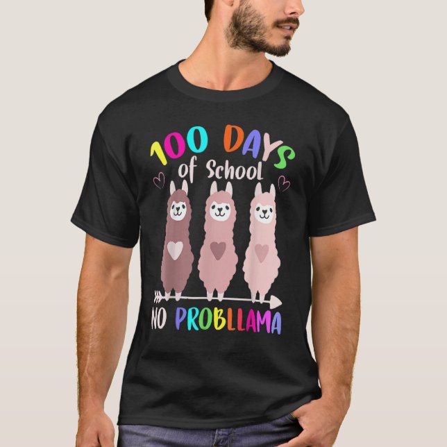 T-shirt No Probllama 100 Days Of School LLama Teachers (Devant)