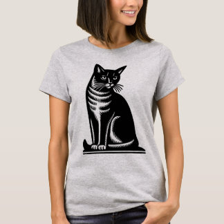 T-shirt Noble Feline Woodcut Style