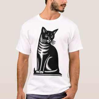 T-shirt Noble Feline Woodcut Style