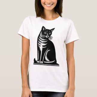 T-shirt Noble Feline Woodcut Style