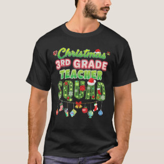 T-shirt Noël 3e année Enseignant Squad Joyeux Pin Arbre