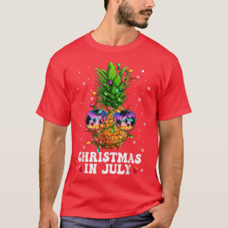T-shirt Noël à l'ananas en juillet Aloha Hawaii Plages H