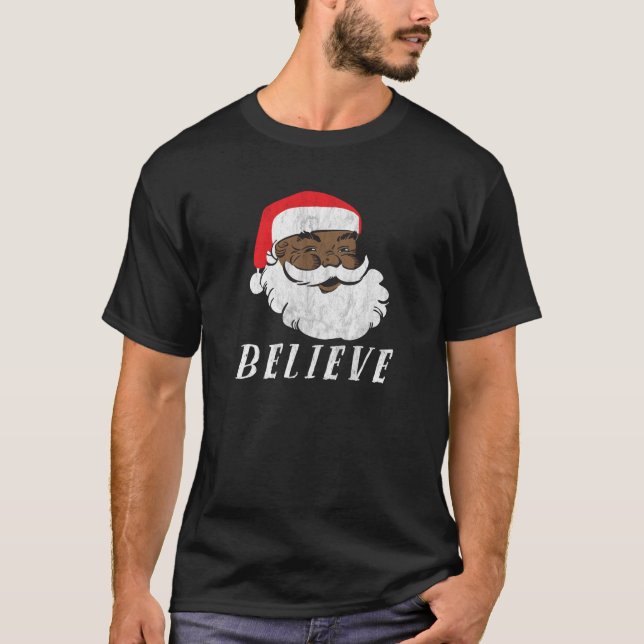 T-shirt Noël afro-américain Noir Père Noël Swea (Devant)