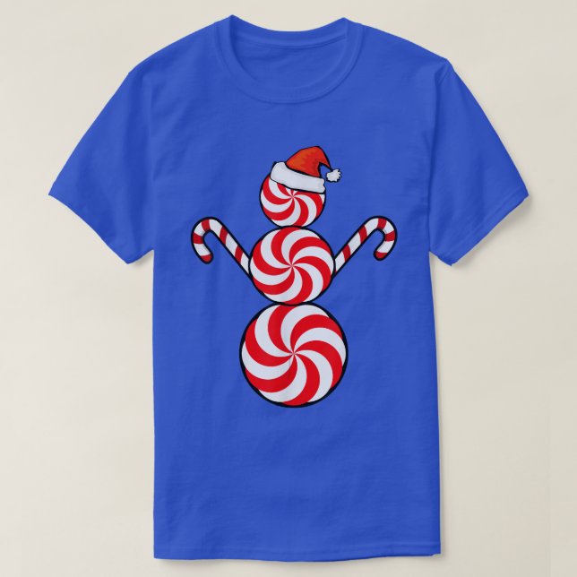 T-shirt Noël amusant Pepperment Candy Snowman  (Design devant)