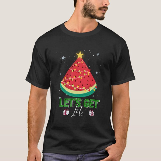 T-shirt Noël Arbre De Noël De La Pastèque En Juillet Faiso (Devant)