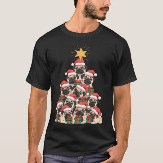 T-shirt Noël Arbre de Noël Pug Chien Mignon