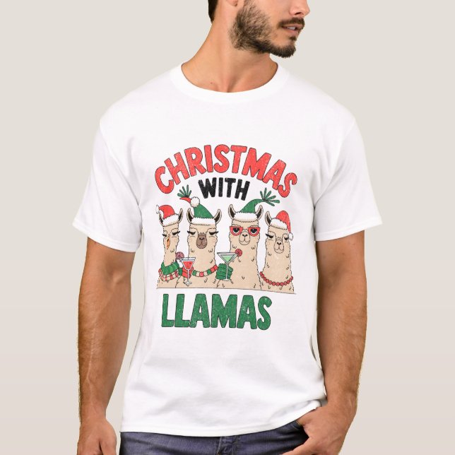 T-shirt Noël avec les LLAMAS (Devant)