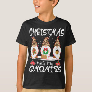 T-shirt Noël Avec Mes Gnomies Casquette Leopard Famille Xm