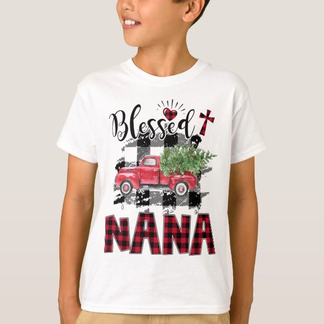T-shirt Noël béni Nana Red plaid (Devant)