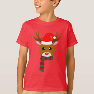 T-shirt Noël blanc Rudolph le renne à nez rouge