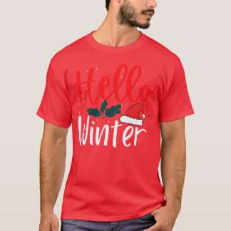 T-shirt Noël Bonjour hiver mignonne fille de Noël