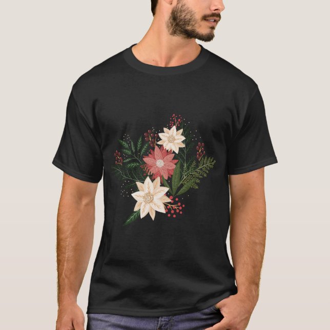 T-shirt Noël botanique moderne premium (Devant)