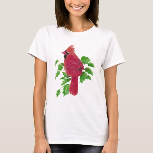 T-shirt Noël Cardinal Bird Nature Faune, Aquarelle (Devant)
